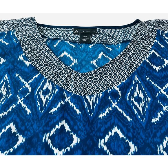 LANE BRYANT KIMONO PULL-OVER V-NECK BLOUSE, WOMENS, 14/16, NAVY & WHITE DIAMOND - Picture 2 of 10